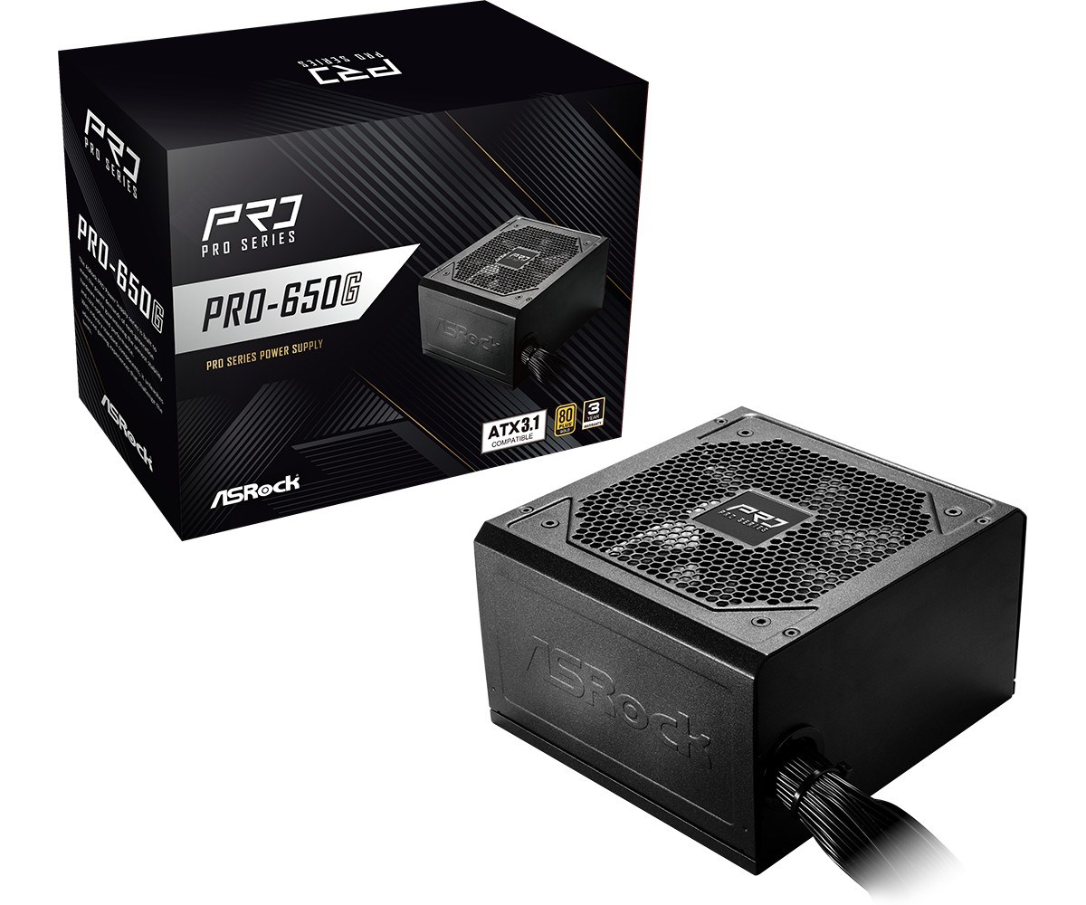 ALIMENTATORE ATX ASROCK PRO-650G 650W 80 PLUS GOLD POWER SUPPLY